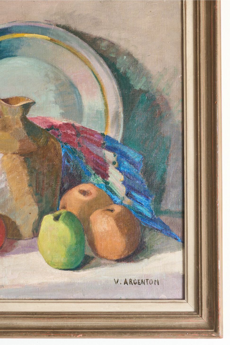 20th Century Oil On Canvas Still Life Painting By V Argenton photo Art