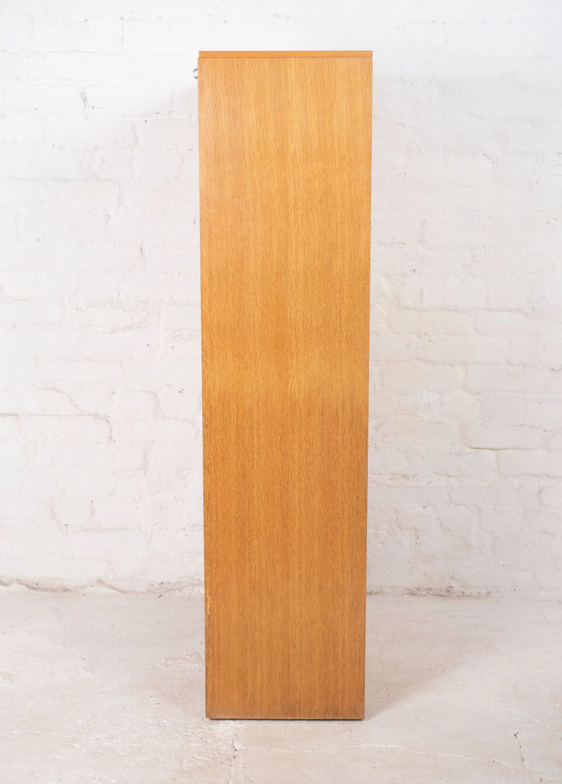 Furniture Mid Century French Oak Twin Door Tambour Cabinet photo