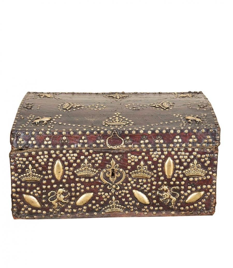 Late 17th Century French Leather Box With Crowns