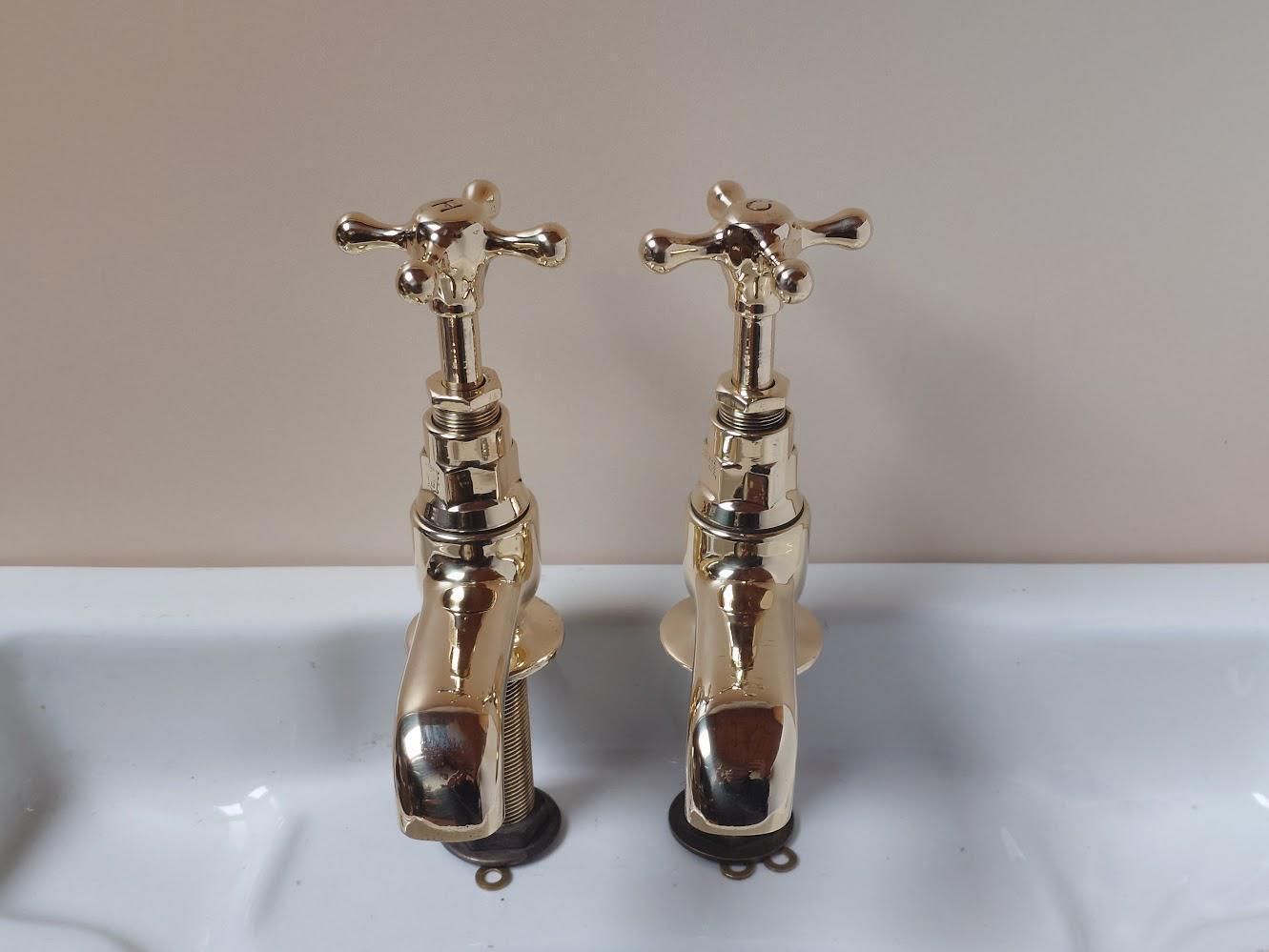 Polished Brass Bath Taps: 1930s Period Faucets, Overhauled & Ready To Fit photo Home Decor