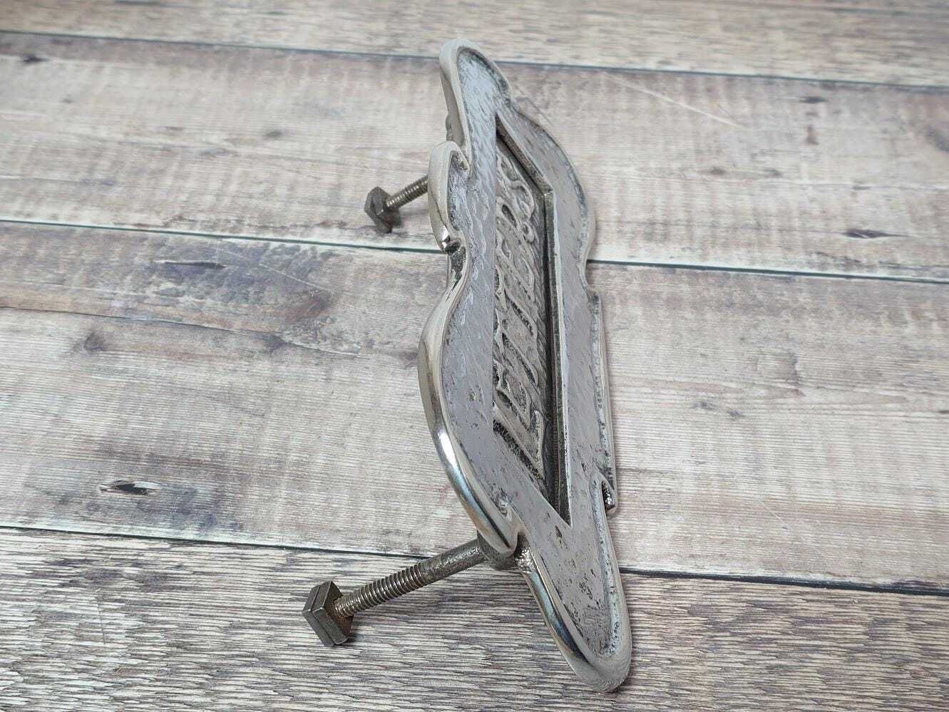 Antique Solid Nickel Letter Box Slot, Early 1900s Letterbox photo vinterior