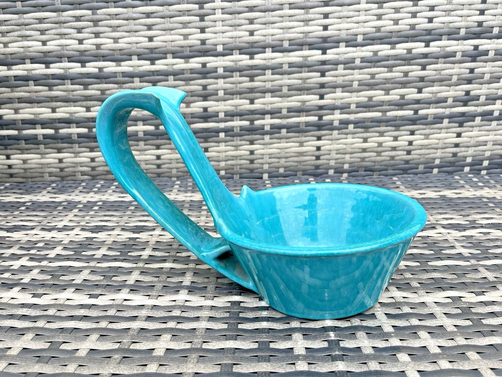Large Mid Century Marcello Fantoni Italian Pottery Turquoise Planter Plant Pot photo buy