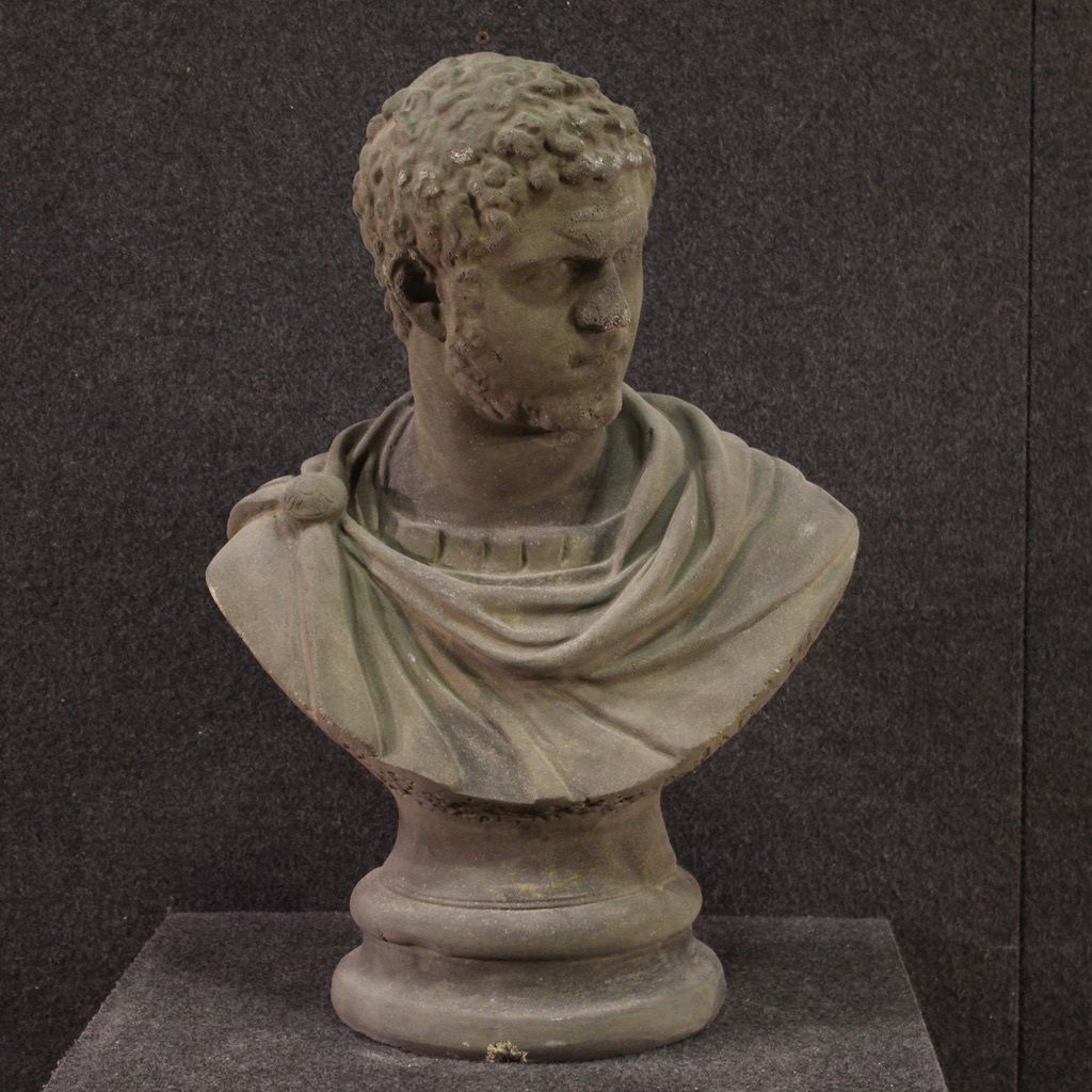 20th Century Cement Sculpture, Bust Of Emperor Caracalla