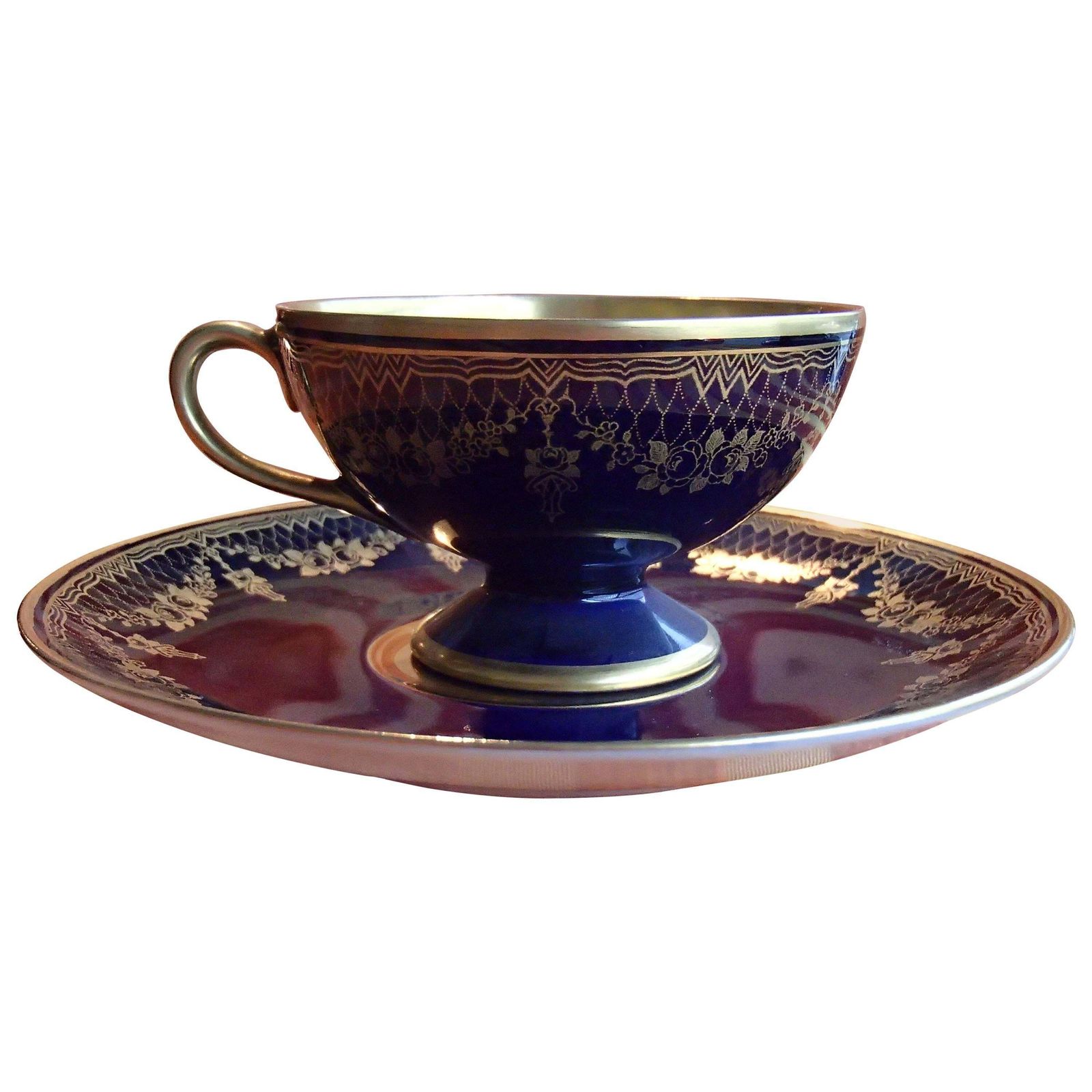 20th Century Bavaria Jaegers Coffee Cup Cobalt Blue/Gold