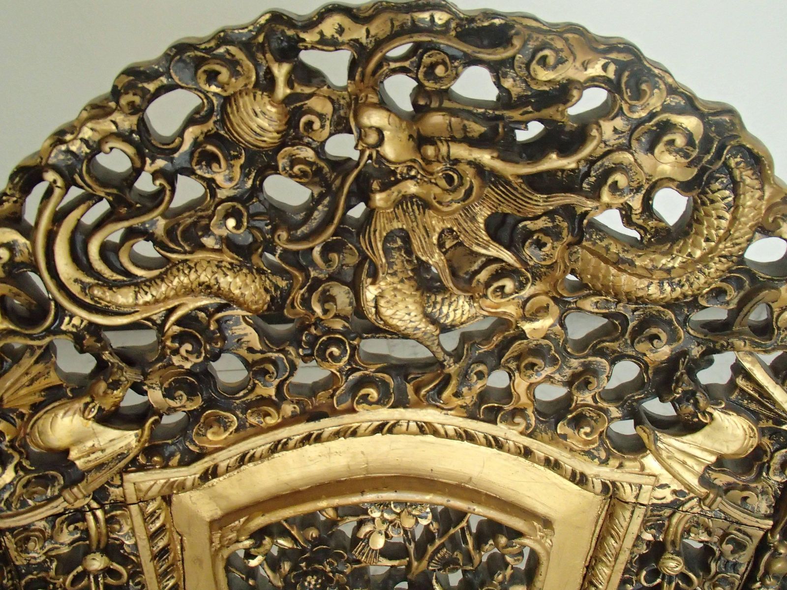 1930 Chinese Armchair Sculpted And Gold Plated With Goblin photo vintage