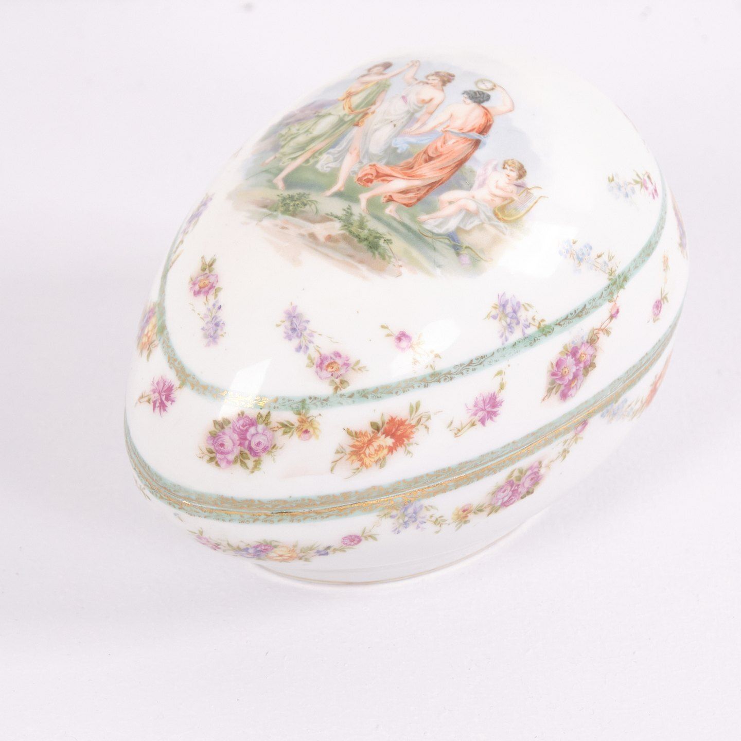 French Jewelry Box   Hand Painted Motif   1890s photo for sale