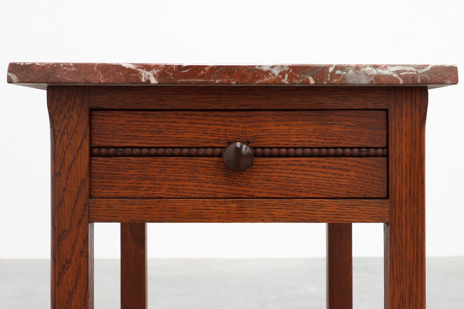 Art Deco Wood And Terracotta Marble Top Nightstand France 1920s photo vintage