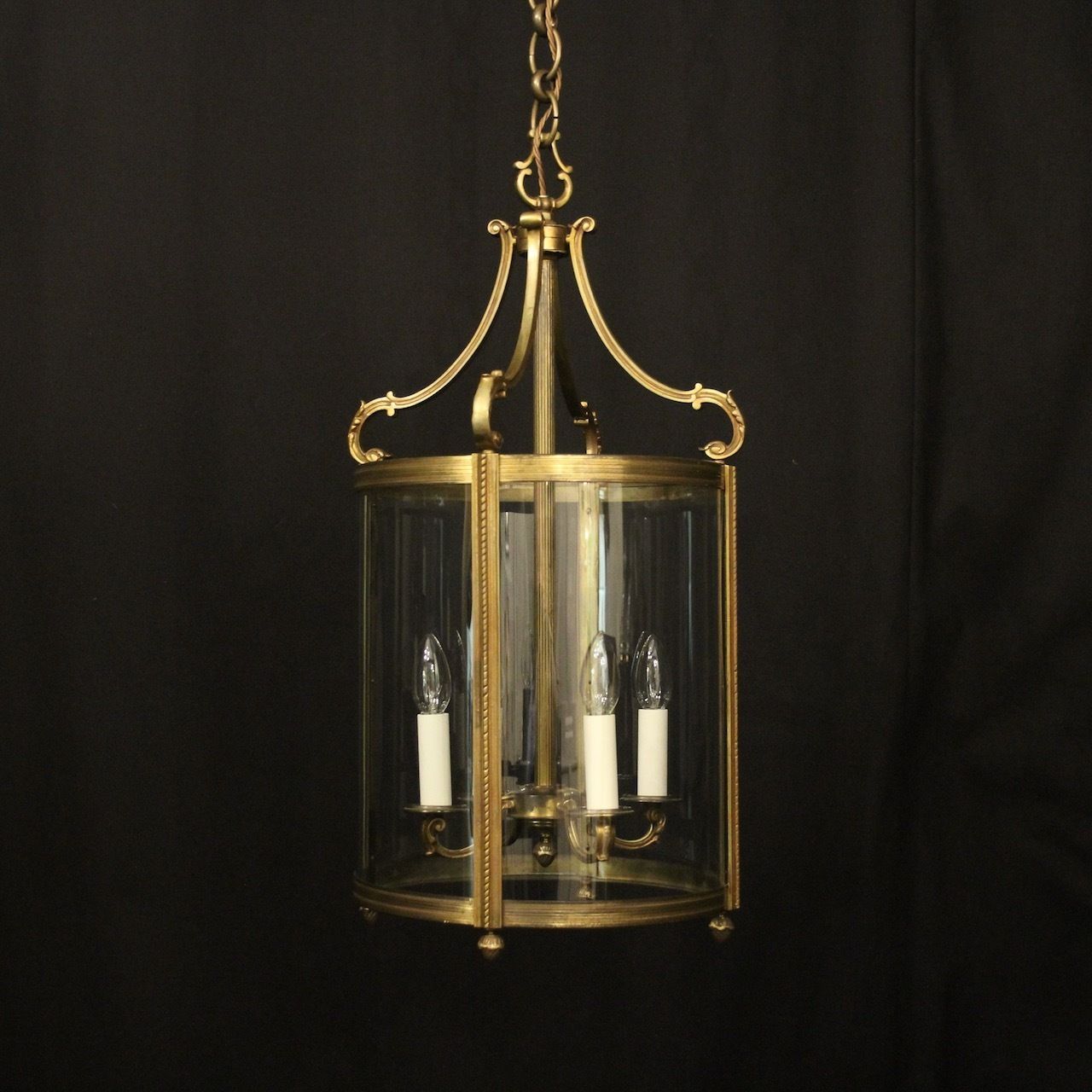 French Gilded Bronze Antique Hall Lantern