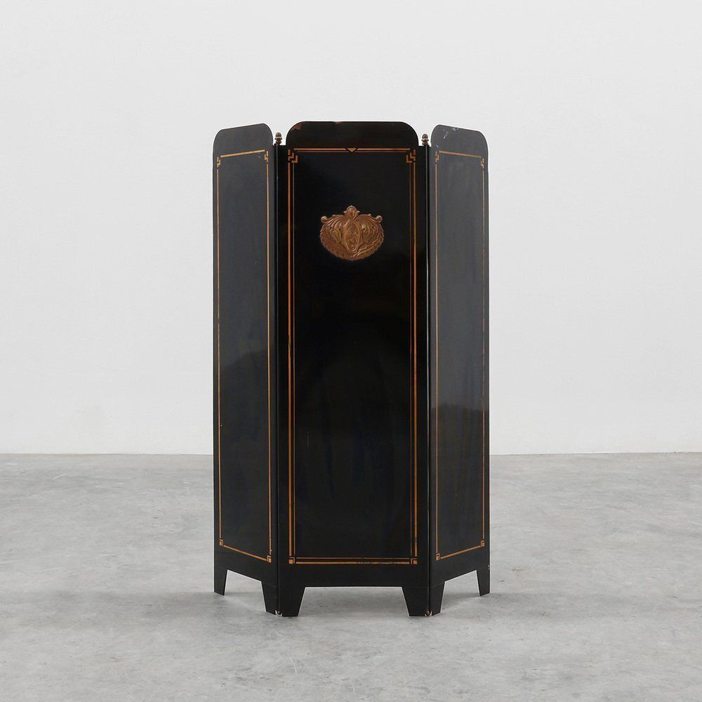 Art Deco French Black And Gold Fireplace Screen 1930s