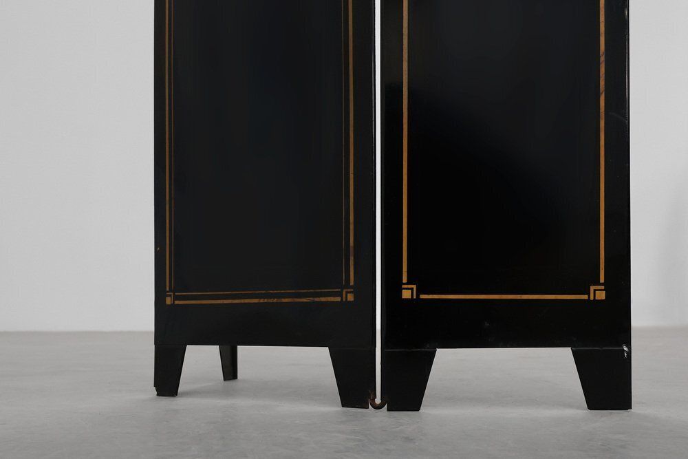 photo buy Art Deco French Black And Gold Fireplace Screen 1930s