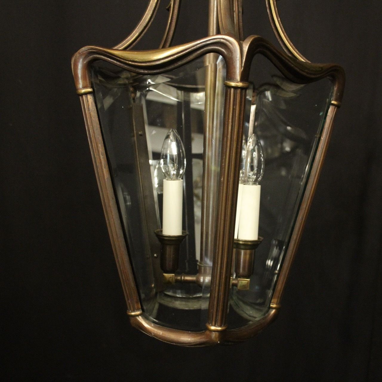 French Bronze Twin Light Antique Hall Lantern photo furniture