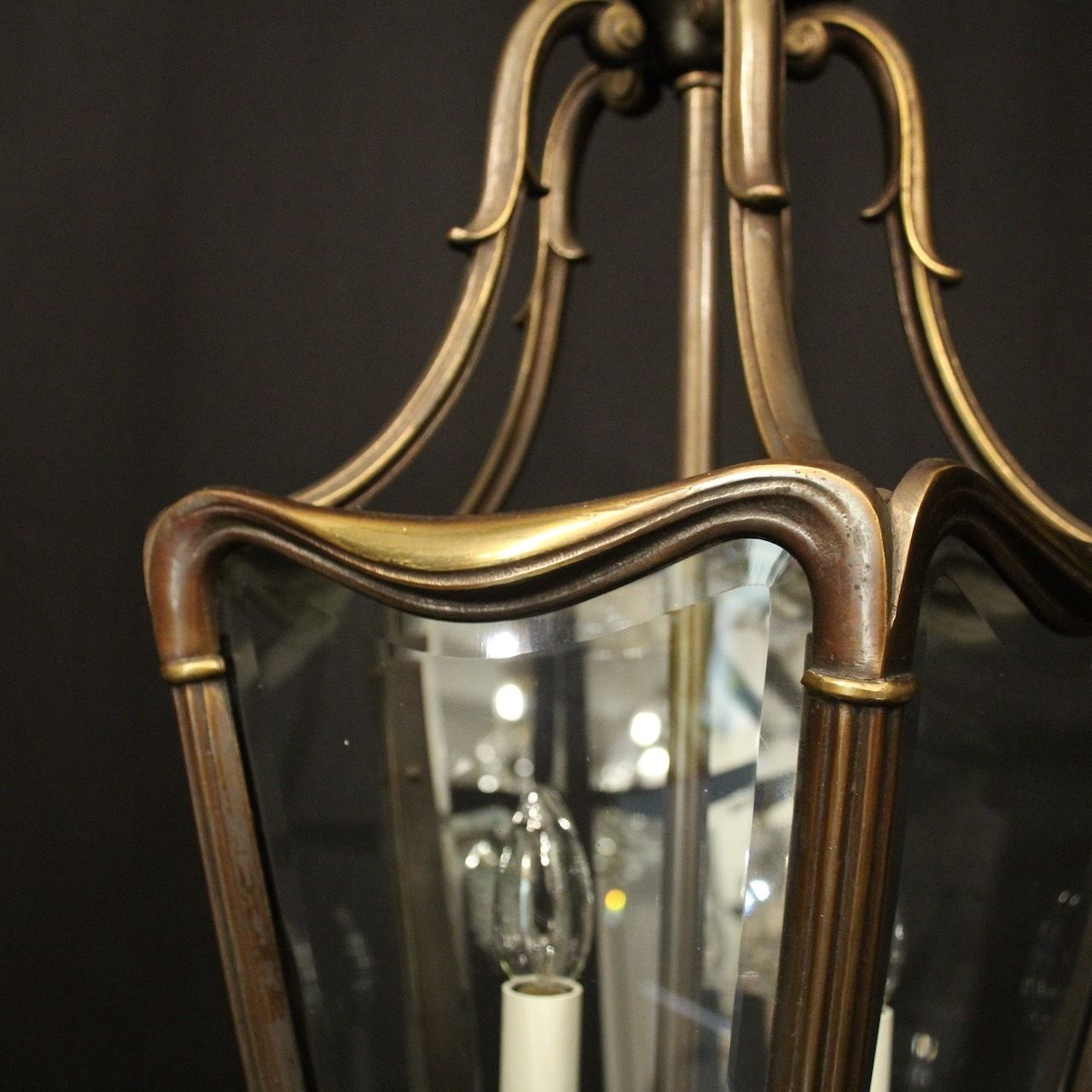 French Bronze Twin Light Antique Hall Lantern photo Lighting