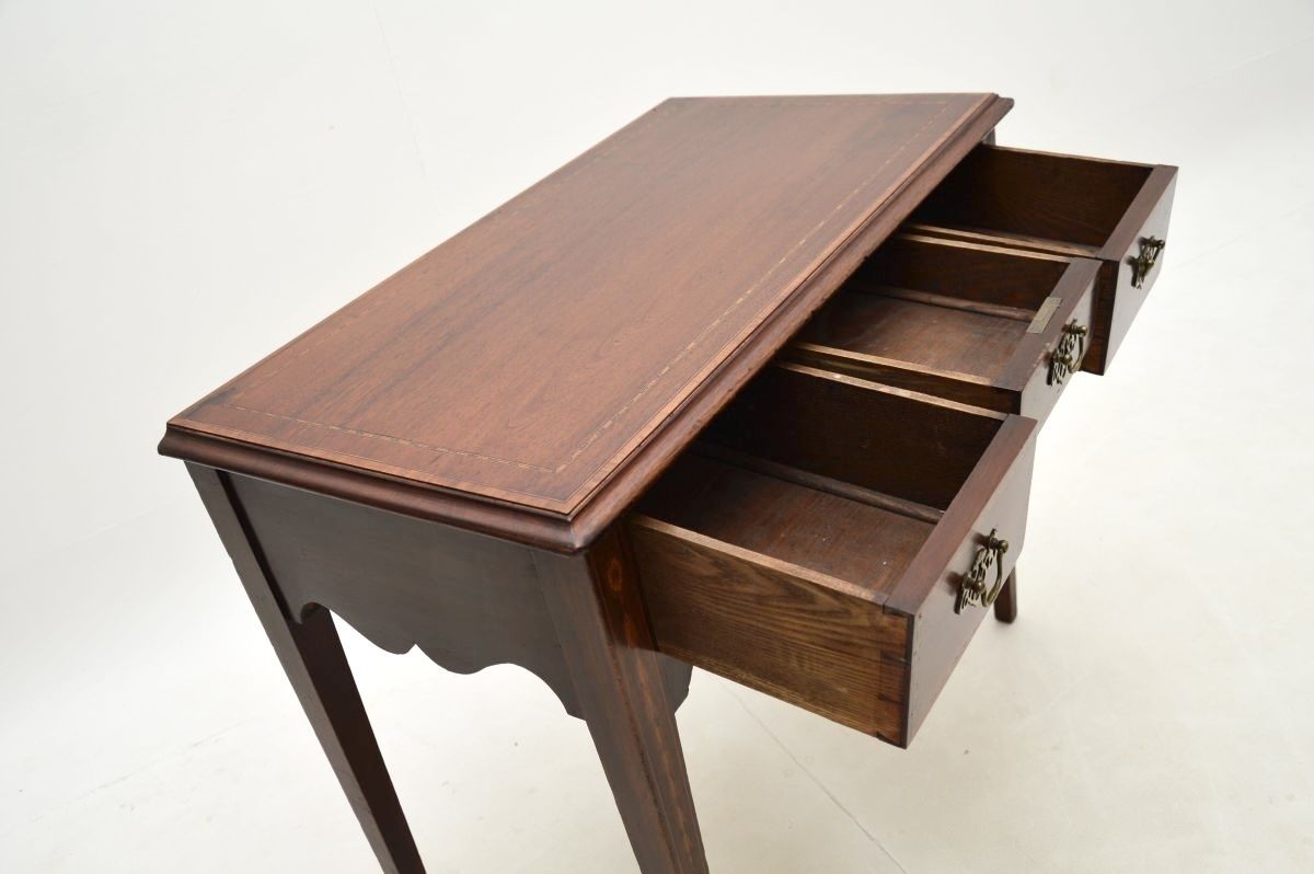 Antique Georgian Period Inlaid Mahogany Lowboy Side Table photo vinterior