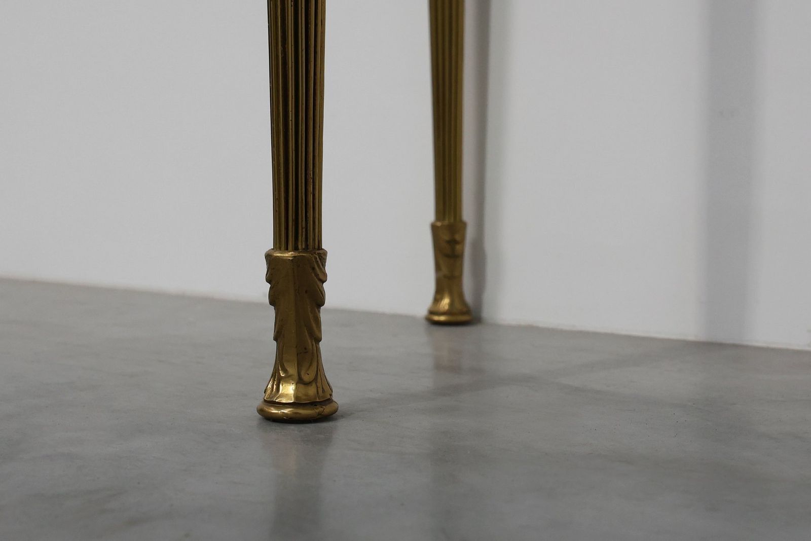 photo furniture Louis XVI Copper Base And Travertine Top Console Table Italy 1950s