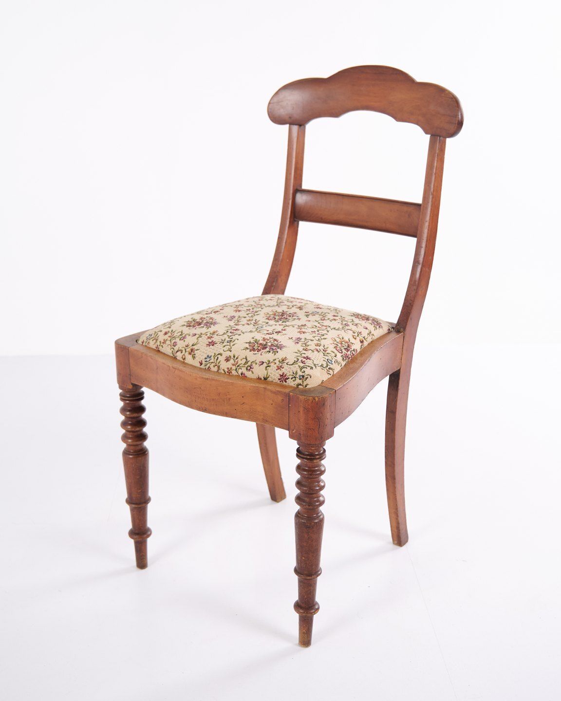 Dining Chair / Hall Chair   Mahogany   Floral Fabric   Late Empire photo 245.0