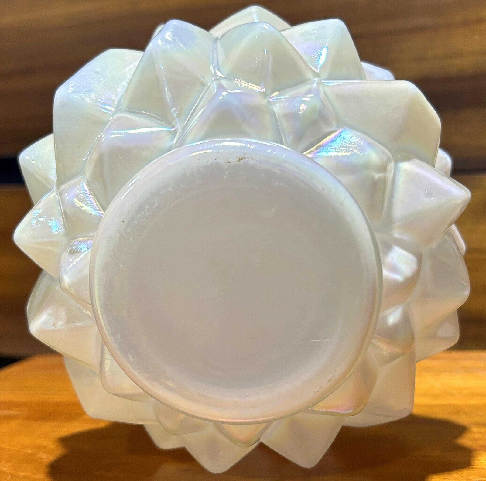 Superb Bohemian Art Nouveau Mother Of Pearl Glass Rose Bowl Applied Kralik photo 50.0