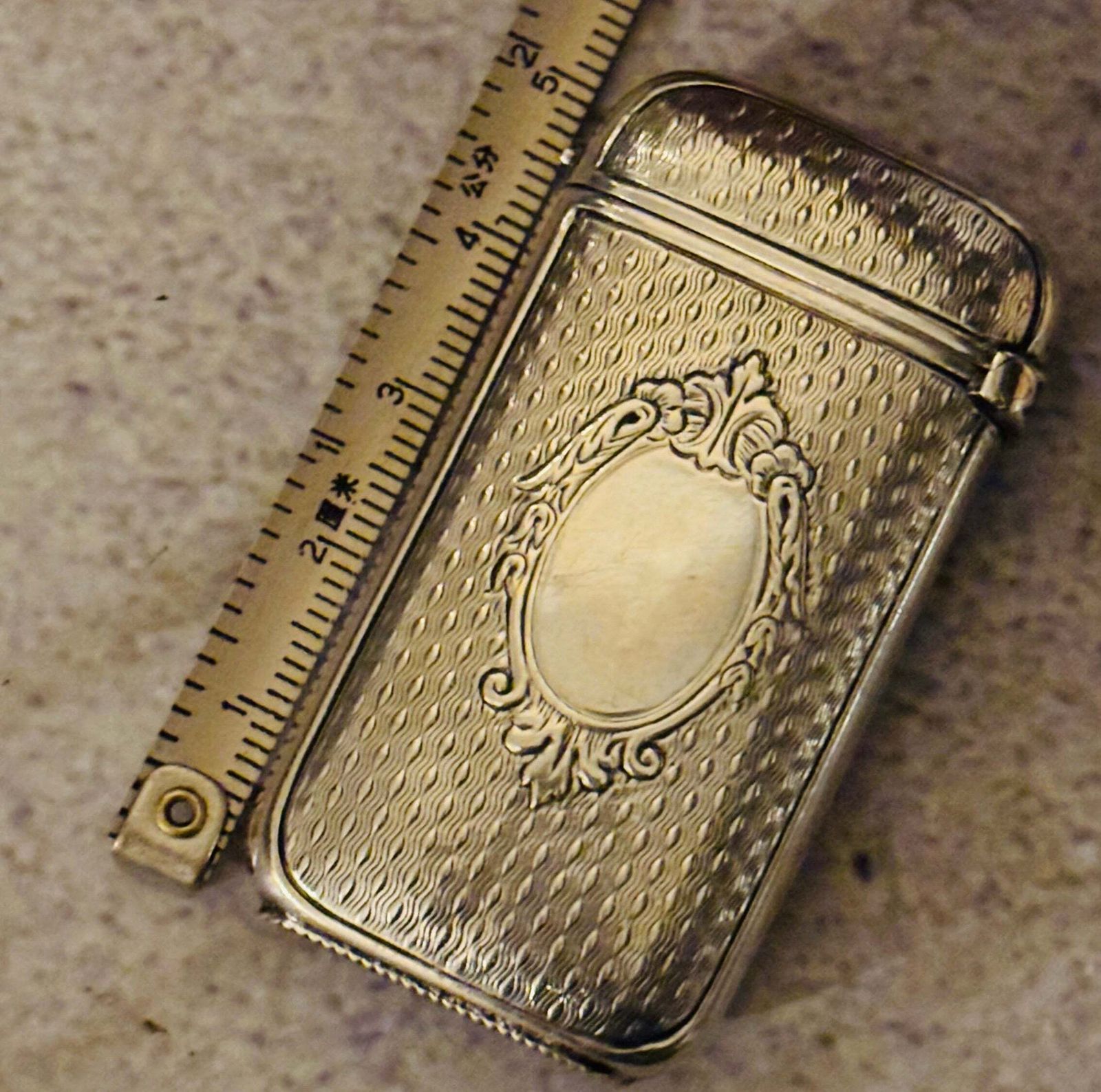 photo vinterior Antique Silver French Vesta Case Match Safe