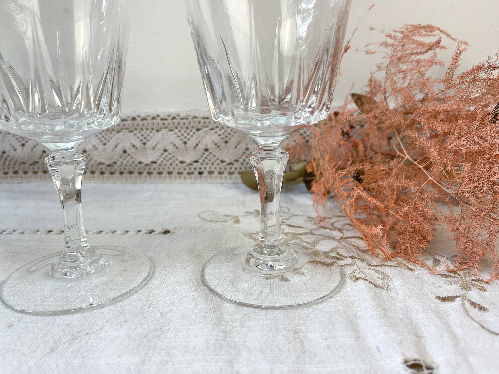 6 Vintage Cristal D'arques Versailles Water Glasses   Crystal Stemmed Glasses Made In France   Elegant French Vintage Tableware photo Home Decor