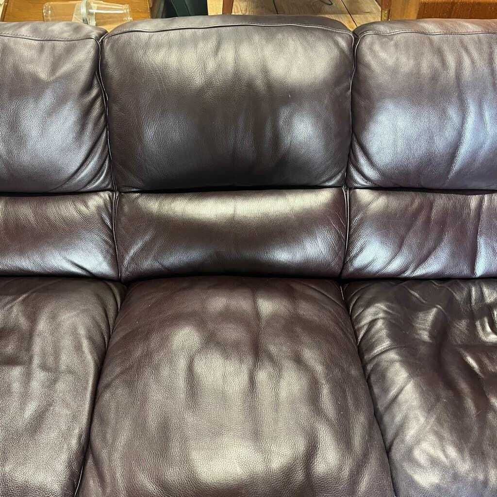 photo for sale 3 Seater Leather Sofa Dark Chocolate Colour Wide Arms Preloved