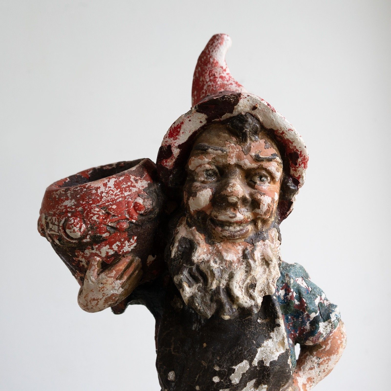 Large Antique German Painted Garden Gnome Figure, C. 1920s photo 615.0