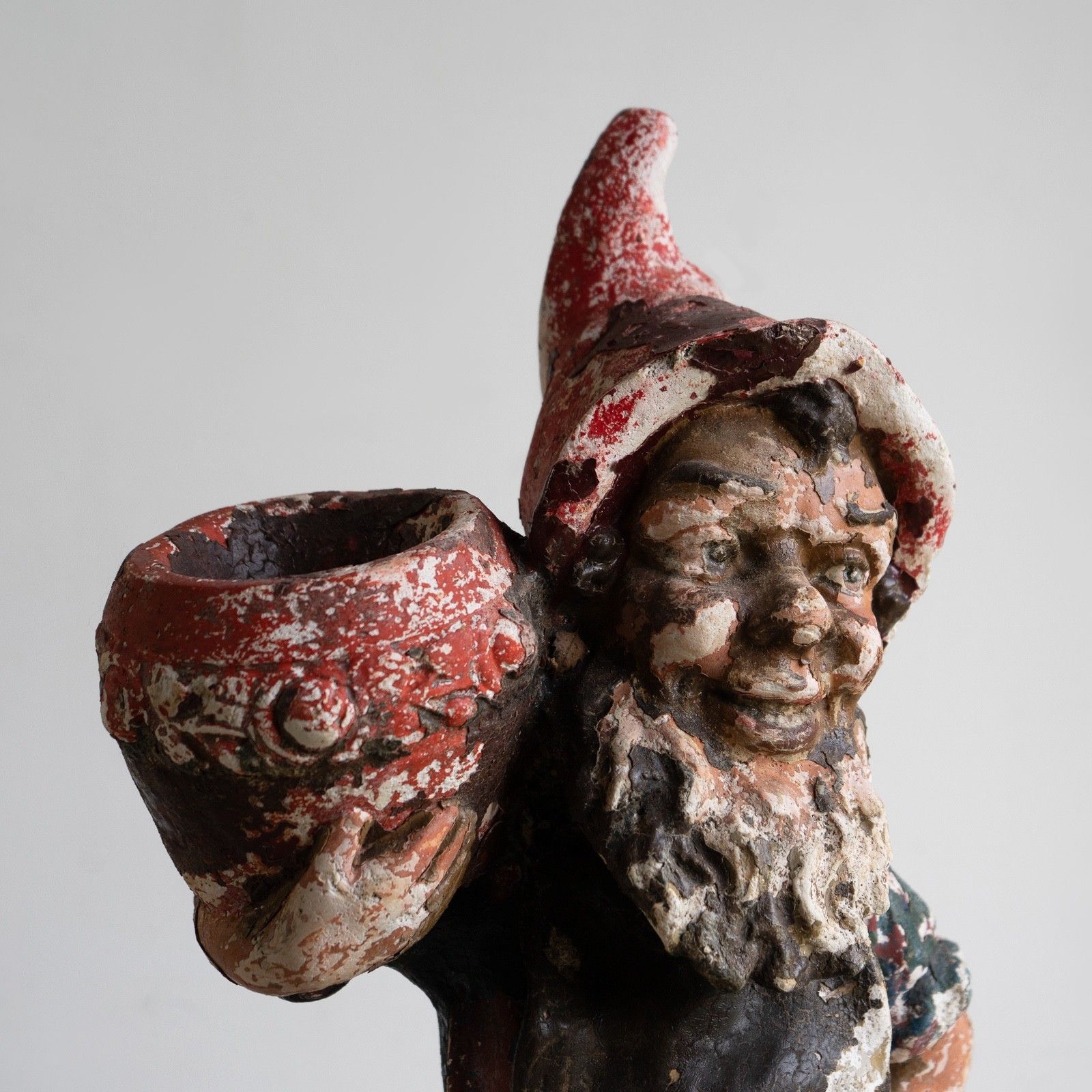 Large Antique German Painted Garden Gnome Figure, C. 1920s photo vinterior