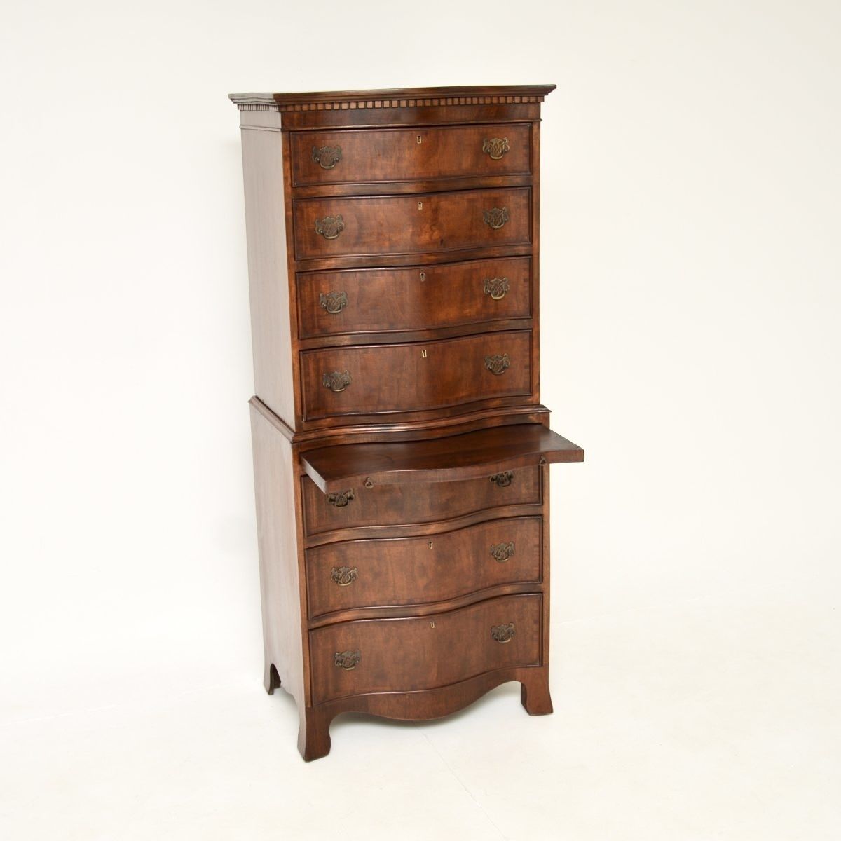 Antique Mahogany Serpentine Chest On Chest Of Drawers photo buy