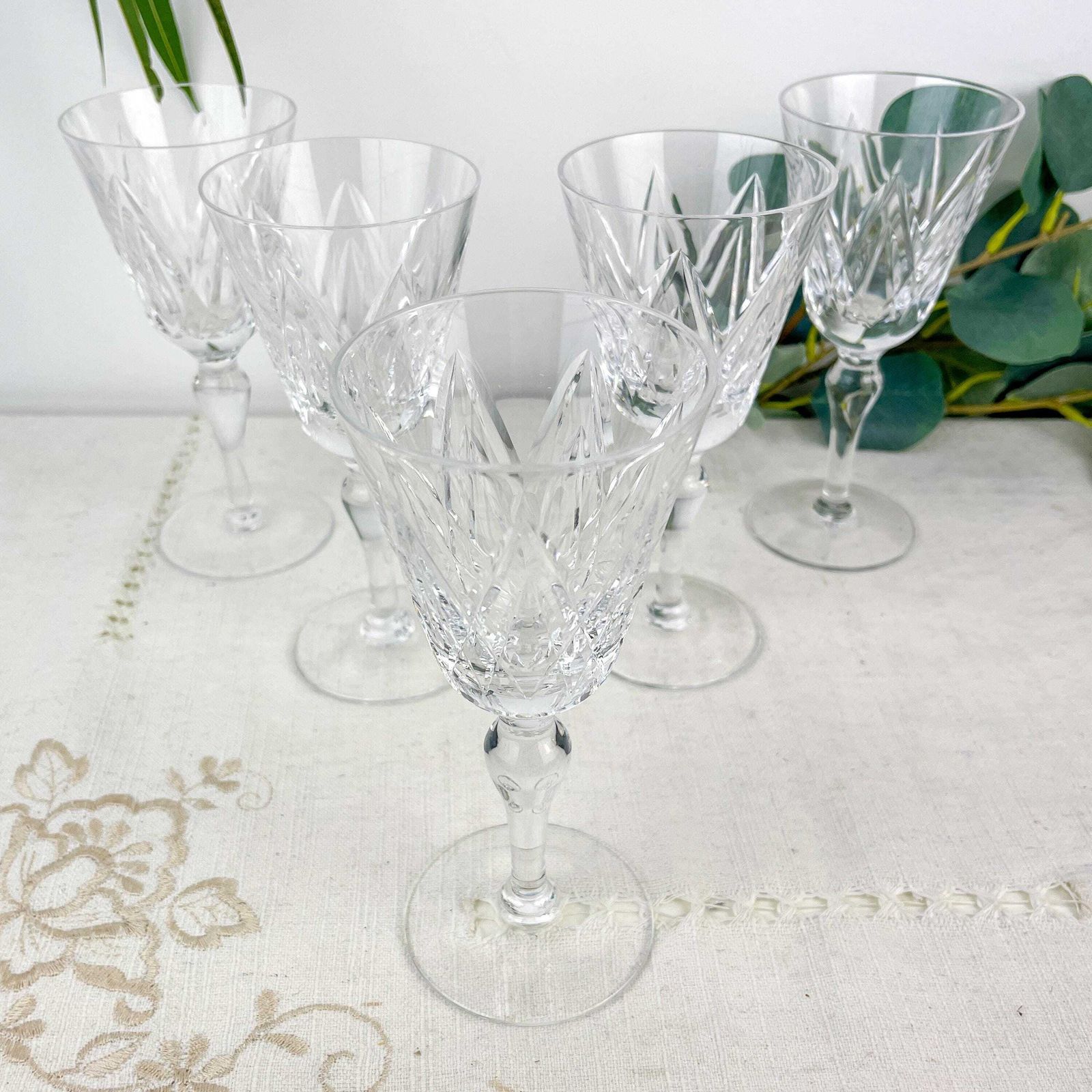 5 York Water Glasses – Stuart Cut Crystal – Vintage Luxury photo for sale