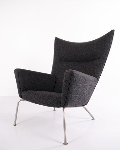 Wingchair – Hans J. Wegner – Model Ch445 – Carl Hansen & Søn – Gray Hallingdal – With Stool photo vinterior