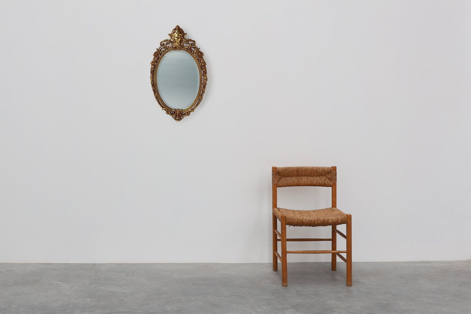 Vintage French Baroque Louis XV Style Metal Mirror 1950s photo furniture