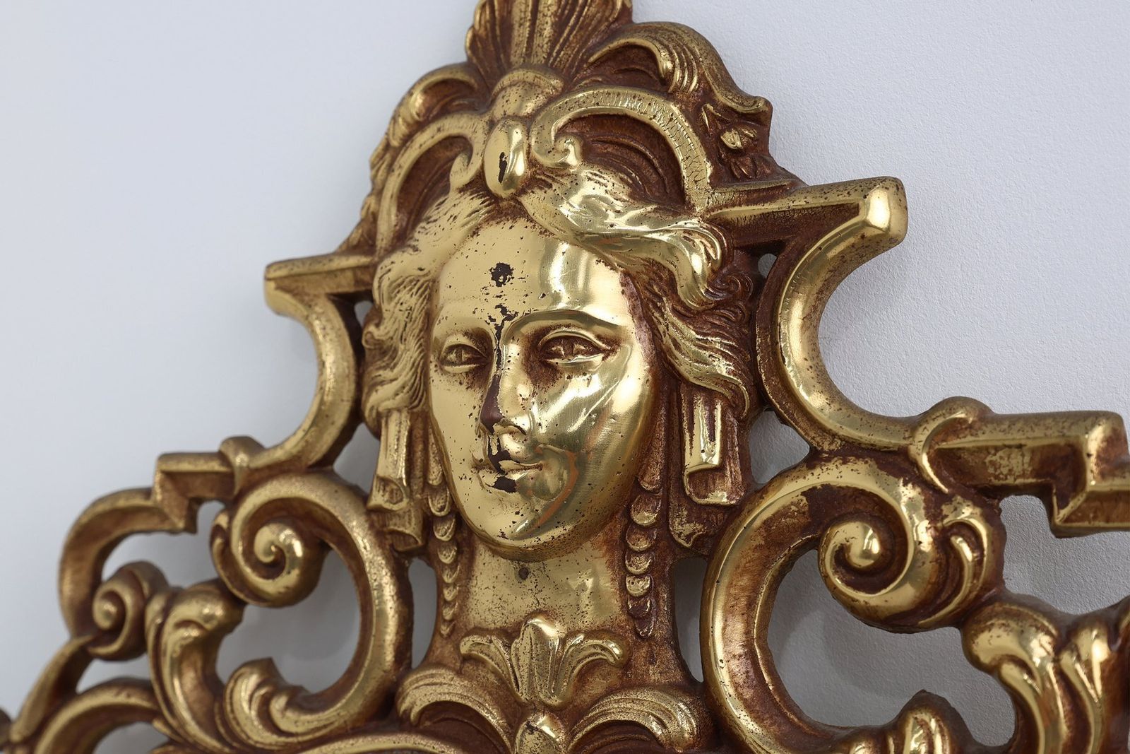 Vintage French Baroque Louis XV Style Metal Mirror 1950s photo vinterior