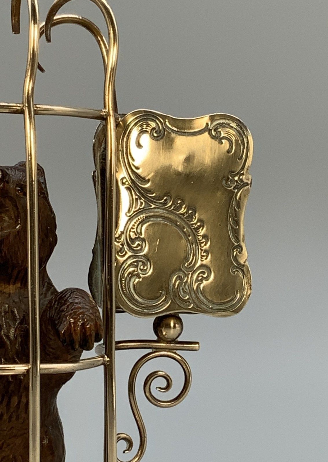 Home Decor Rare 19thc Carved Black Forest Bear Novelty Desk Top Candle + Matchstick Holder photo