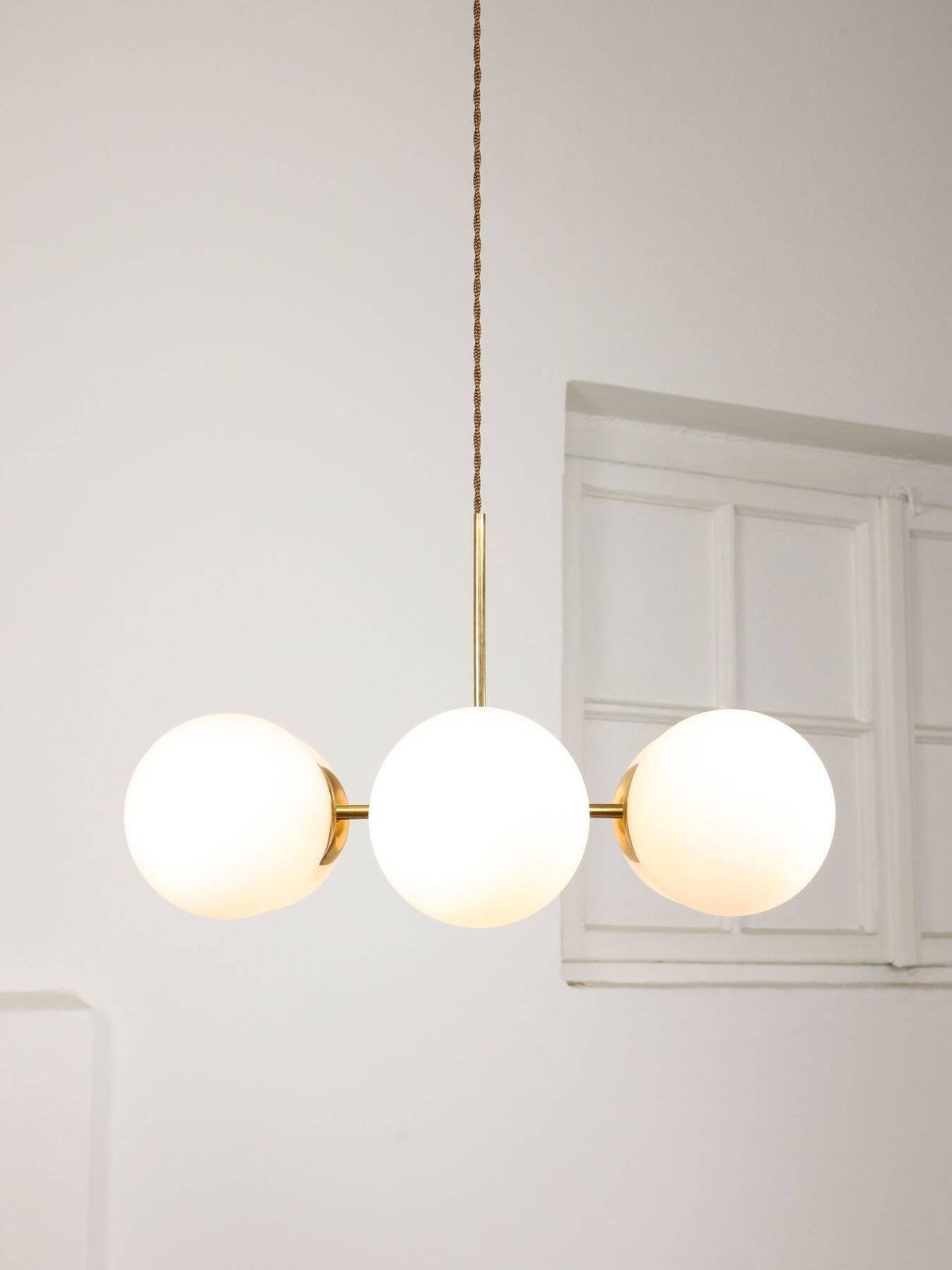 754.0 Sputnik 6 Arm Chandelier In Mid Century Modern Italian Style With Opaline Shades, 19 photo
