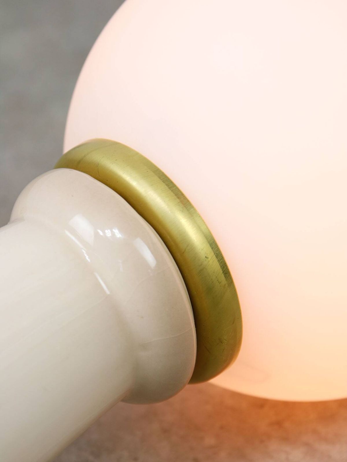 Mid Century Italian Floral Table Lamp In Ceramic And Opaline Glass photo Lighting