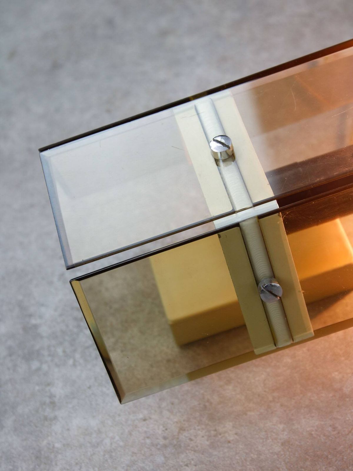 Italian Wall Light In Smoked Plexiglass For Guzzini, 1970s photo Lighting
