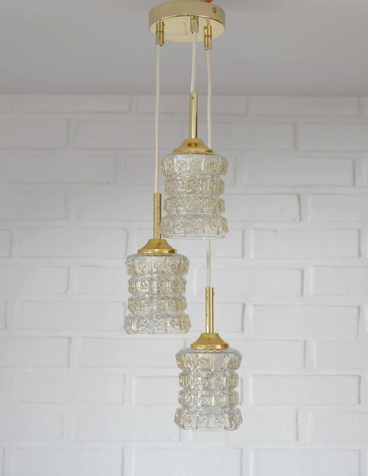 Vintage Hand Blown Glass Pendant Lamp: Mid Century Modern Cascade Light photo Lighting