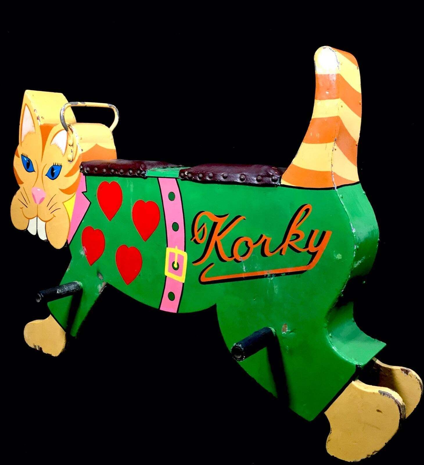 photo furniture Vintage Hand Painted Salvaged Fairground Carousel Animal Cat Figure Ride C.1960