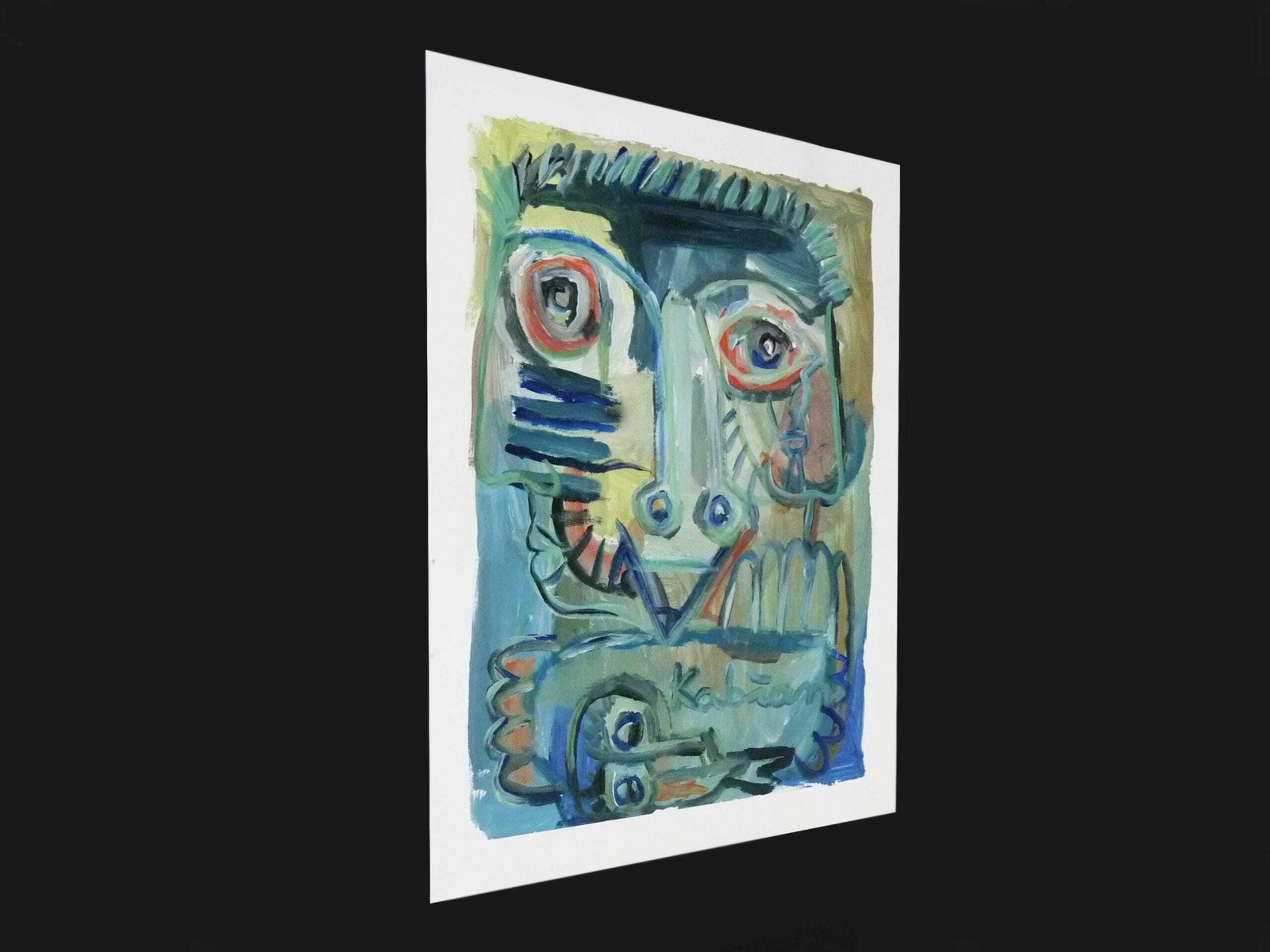 Mixed Media, Art Brut/Figurative Art/Singular Art, Signed Kabian (Jean Baptiste), 50 X 65 Cm (19.68 X 25.59 In) photo for sale