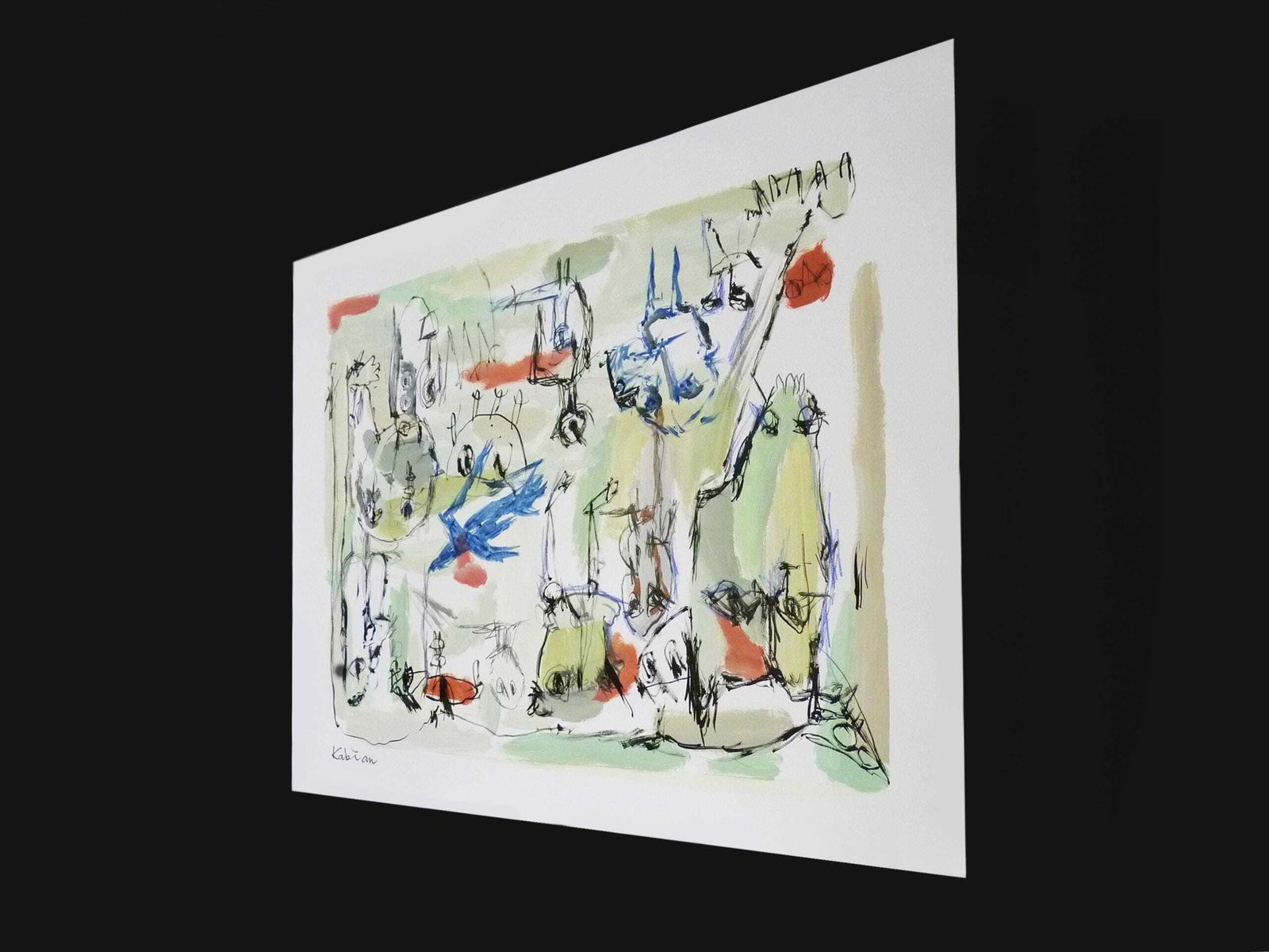 Mixed Media, Art Brut/Figurative Art/Singular Art, Signed Kabian (Jean Baptiste), 50 X 65 Cm (19.68 X 25.59 In) photo Art