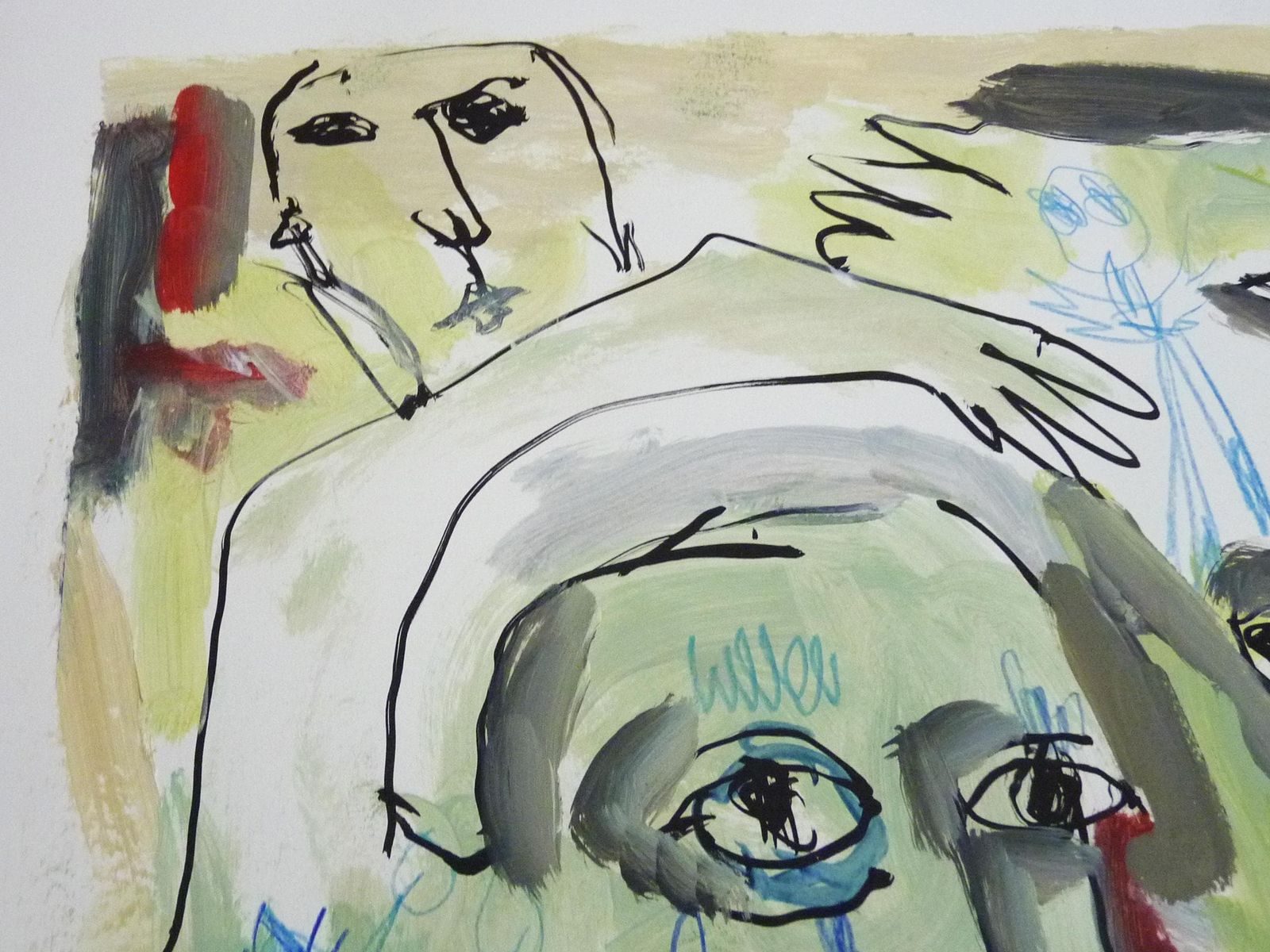 Mixed Media, Art Brut/Figurative Art/Singular Art, Signed Kabian (Jean Baptiste), 50 X 65 Cm (19.68 X 25.59 In) photo Art