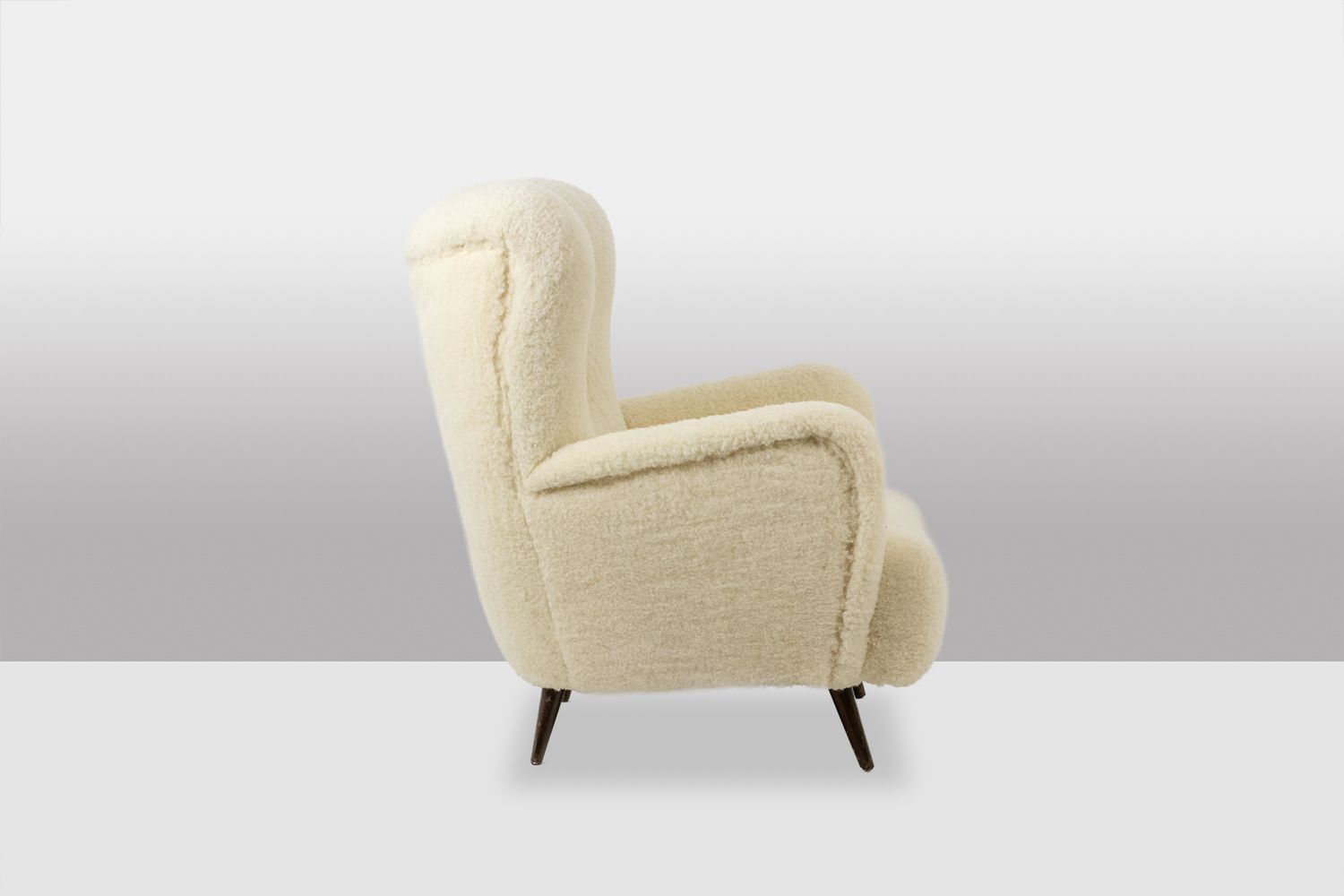 Armchair, Or Bergère, With Its Bouclette Fabric. 1950s photo for sale