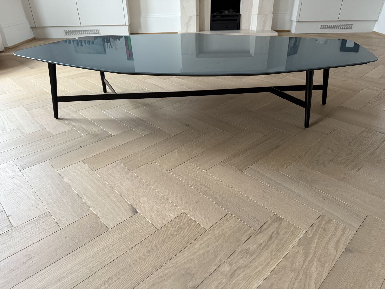Quintet Cocktail Table (Large) Lacquered Glass Top photo vinterior