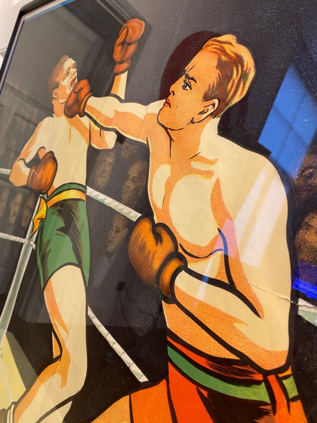 Original Vintage 1930s Large Boxing Match Print / Poster By Wilson Leicester. photo Art