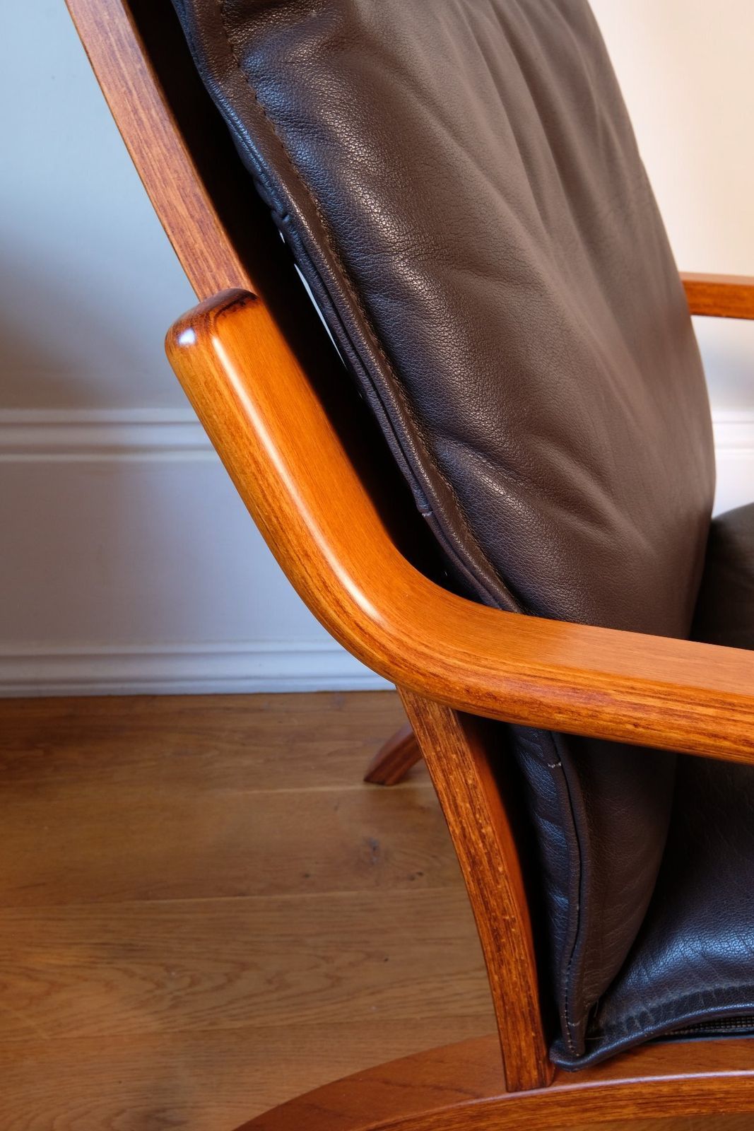 Pair Of Vintage Danish Stouby Bentwood Leather Lounge Chairs photo Furniture
