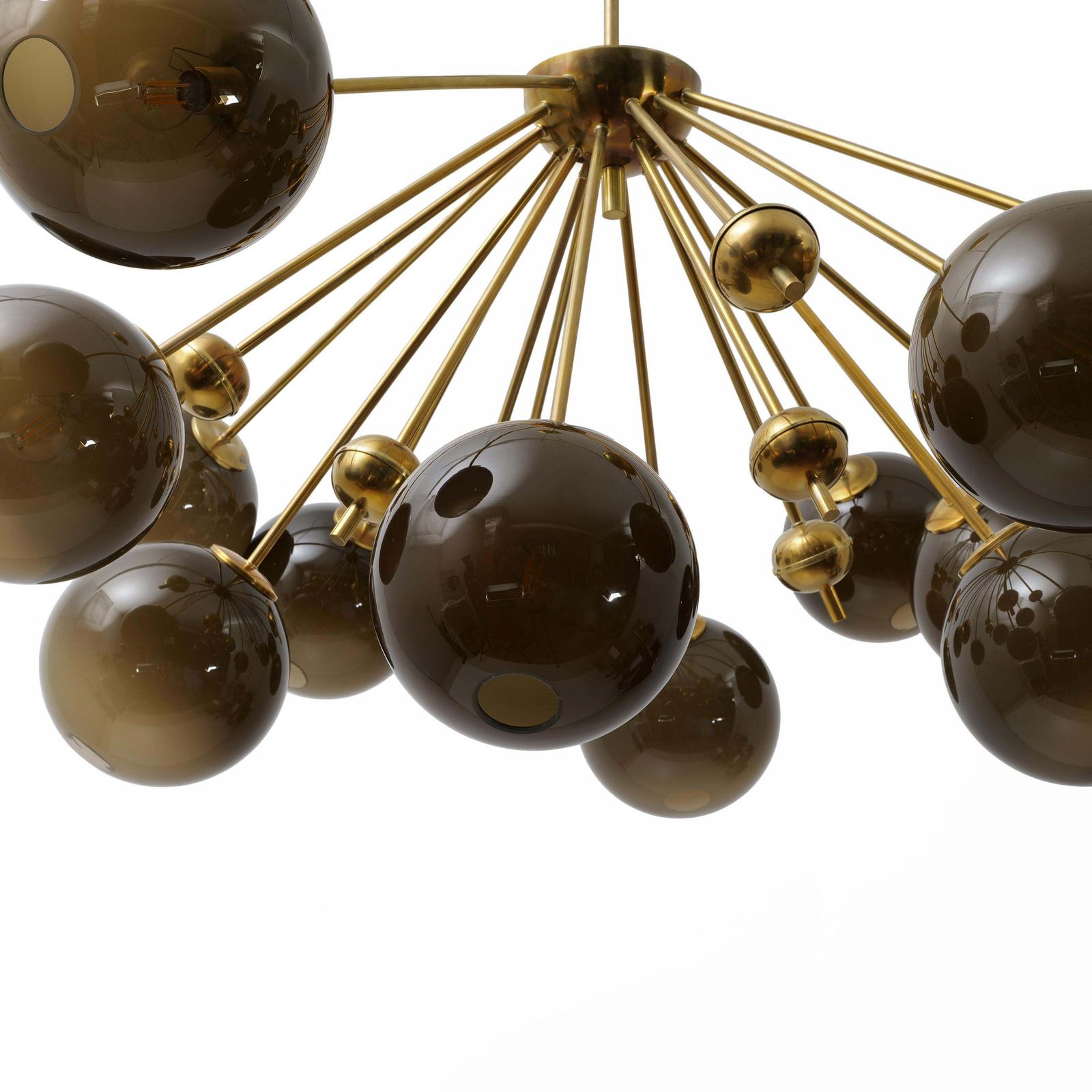 “Galaxy” Chandelier In Brass And Fumé Murano Glass photo buy