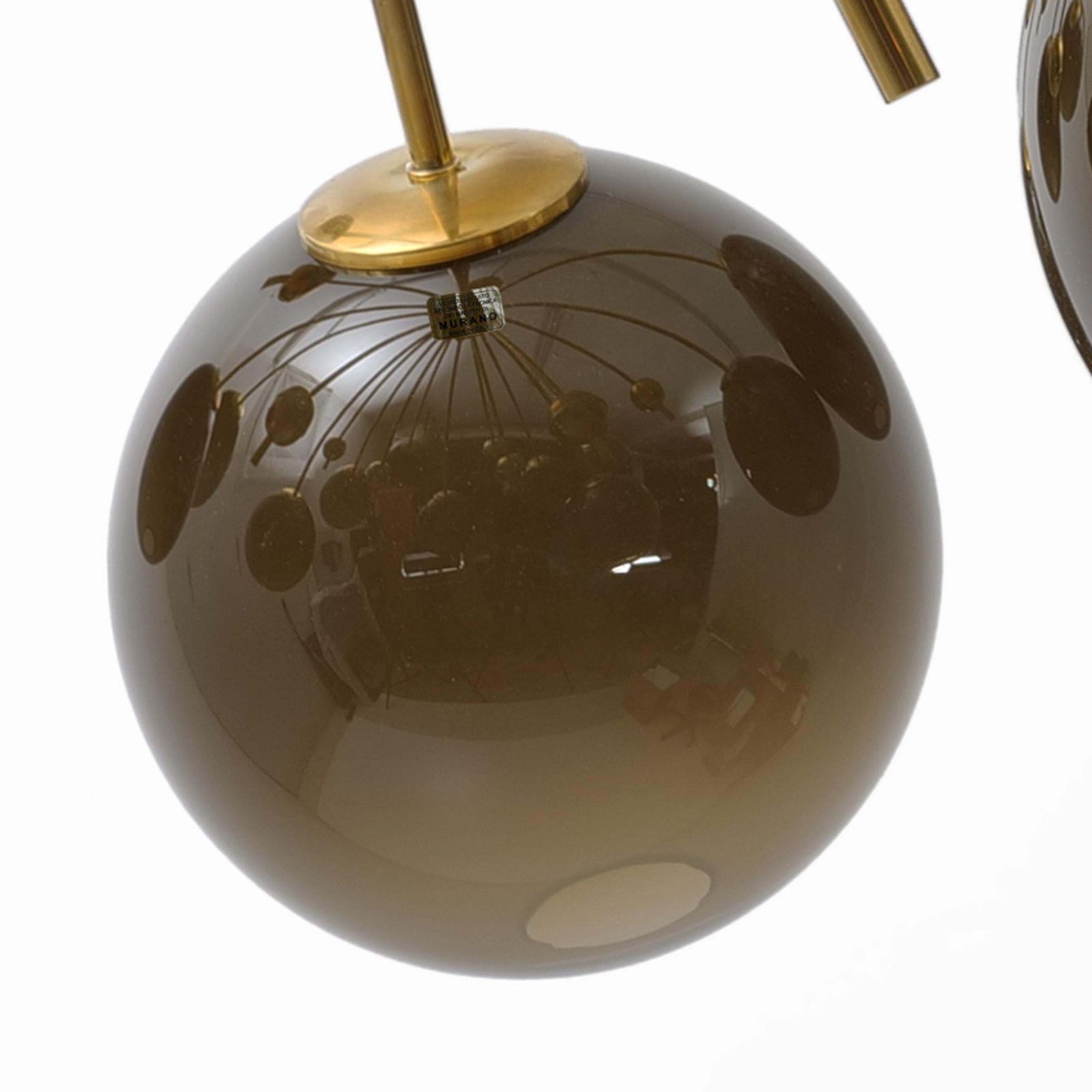 photo furniture “Galaxy” Chandelier In Brass And Fumé Murano Glass
