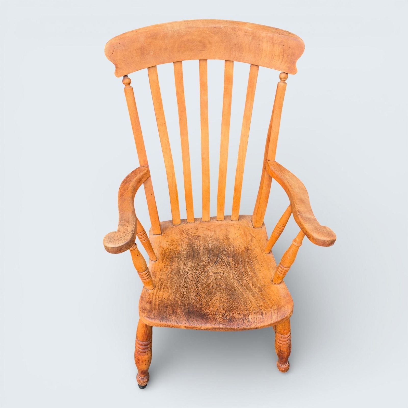 Antique Windsor Armchair, Victorian Elm & Beech Country Chair photo for sale