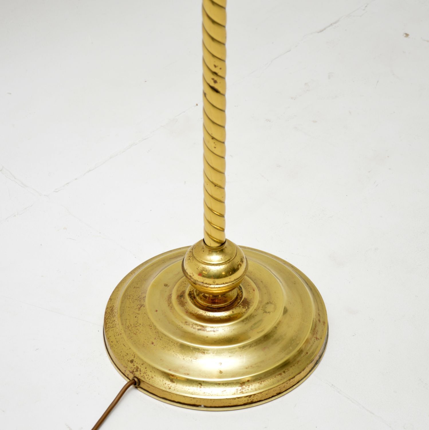 Vintage French Brass Rope Twist Floor Lamp photo vinterior