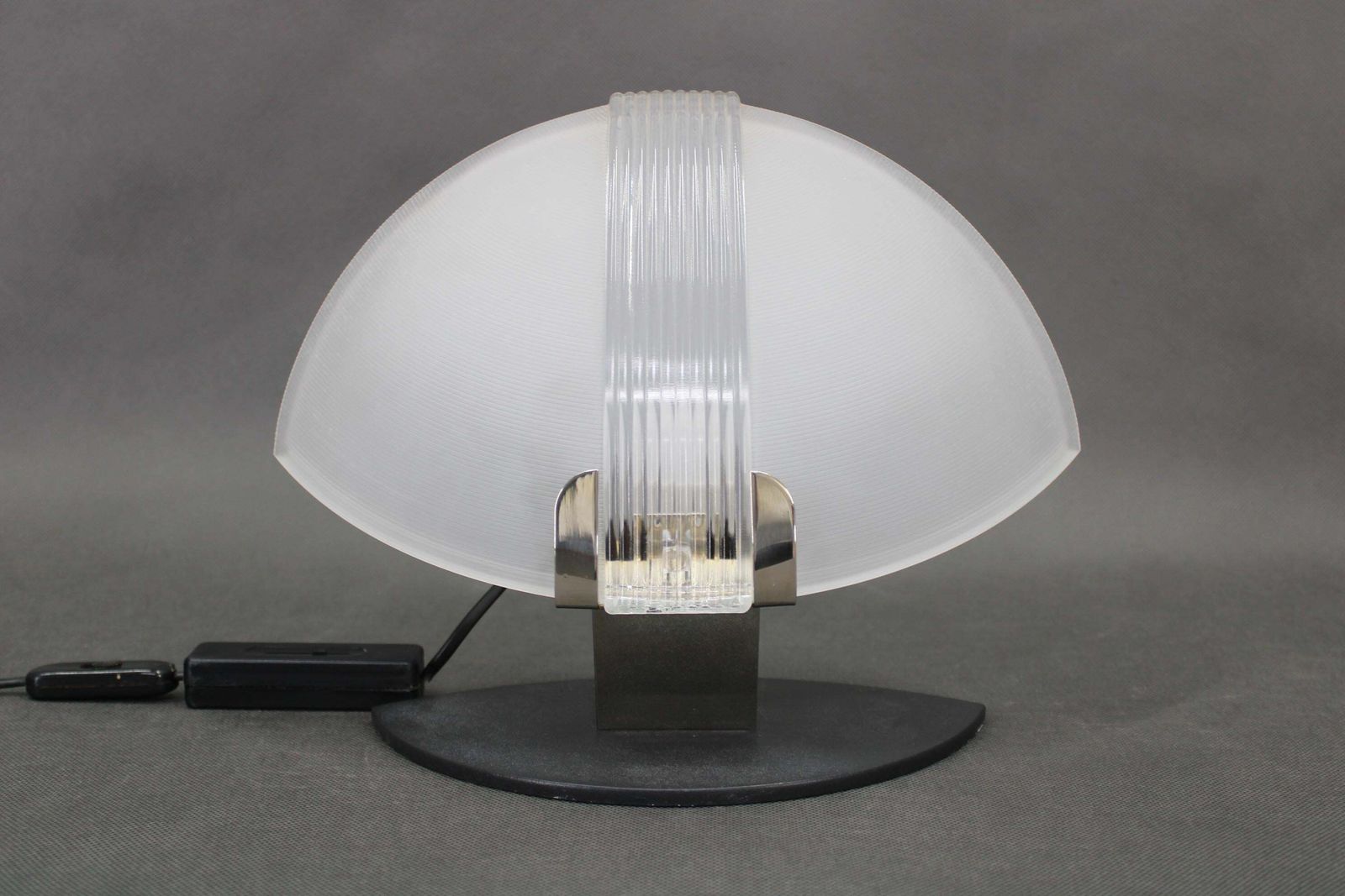Pair Of Italian Midcentury Table Lamps By F. Fabbian, Frosted Glass, 1980s photo for sale