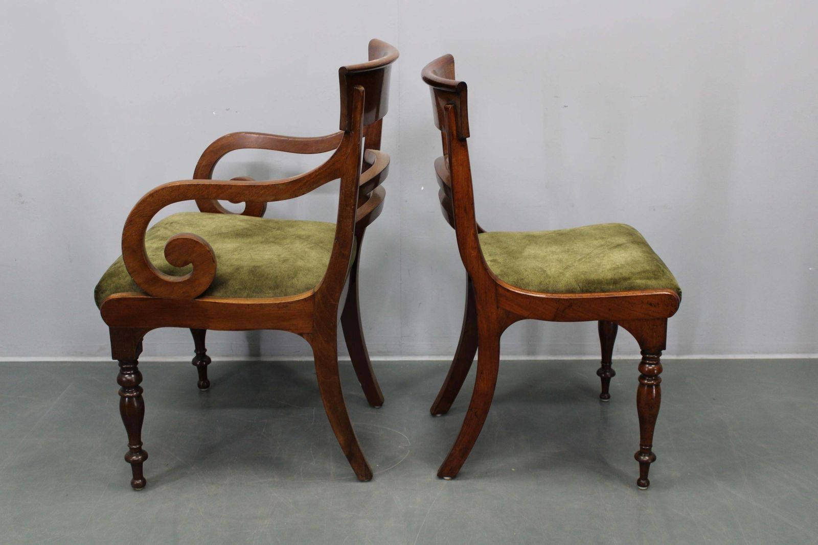 French Art Deco Walnut Dining Chair Set With Armchairs, France 1930s photo buy