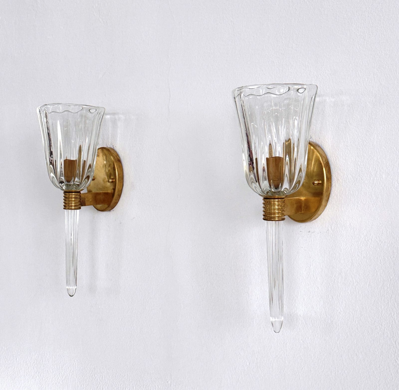 photo furniture Italian Murano Crystal Glass And Brass Wall Sconces In The Art Deco Style
